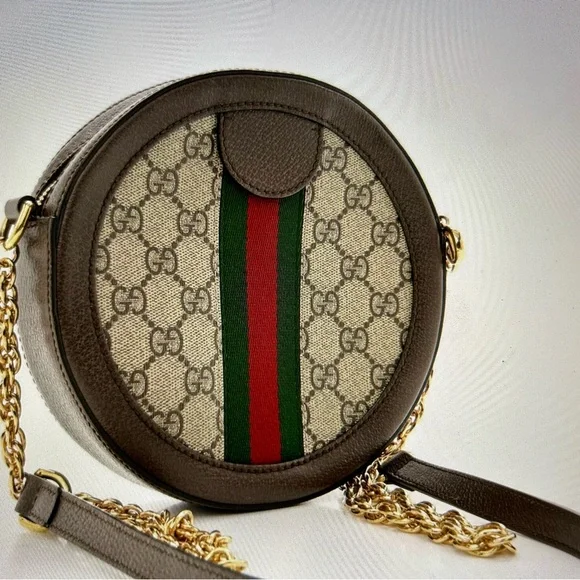 Gucci Brown and Green Round Shoulder Bag